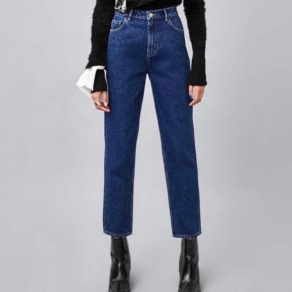 Zara High Rise Straight Ankle Denim Jean Size 8 NEW NWT All Cotton